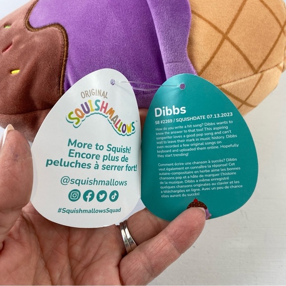 Squishmallow 10” Plush Scented Ice Cream Cone Toy with Chocolate Cherry Topping - Picture 9 of 12